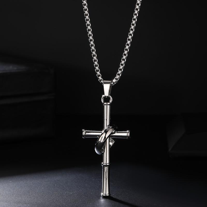 Unisex Cross Pendant Necklace - European & American Style, Student Jewelry, Couples Pendant, Sweater Chain Accessory