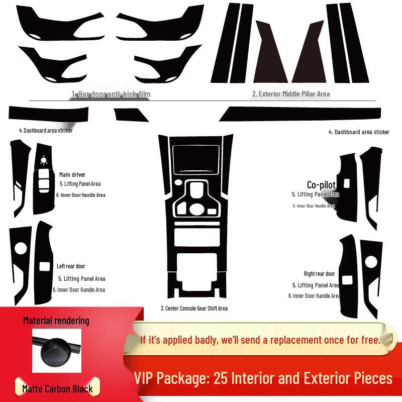 Hongqi HS5 Interior Carbon Fiber Anti-Kick Pad & Gear Shift Sticker Set