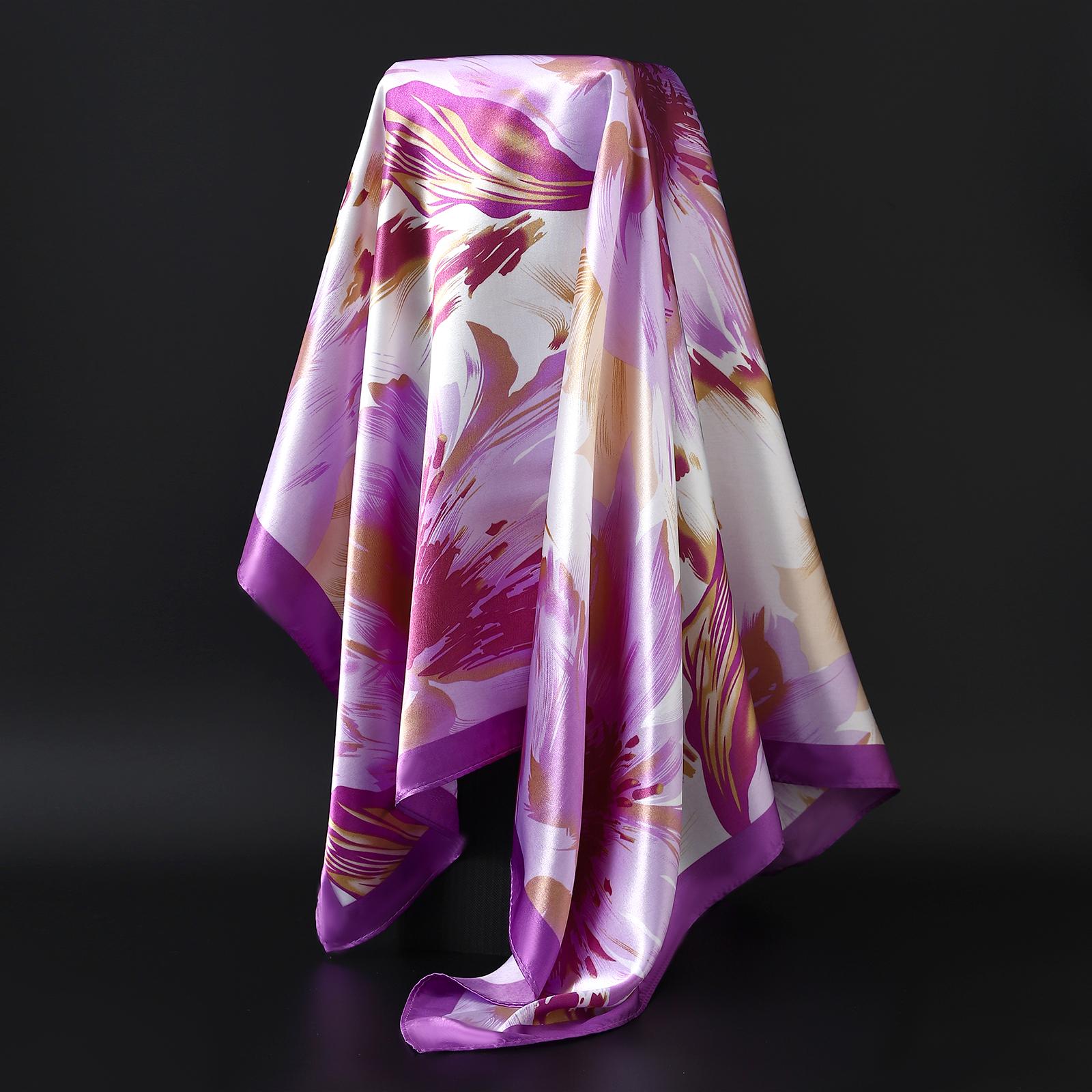 

Квадратный шелковый платок 90*90см Женская шаль Принт Сатин Хиджаб Женский Роскошный бренд Квадратный Женский шарф косынка бандана парео девушка