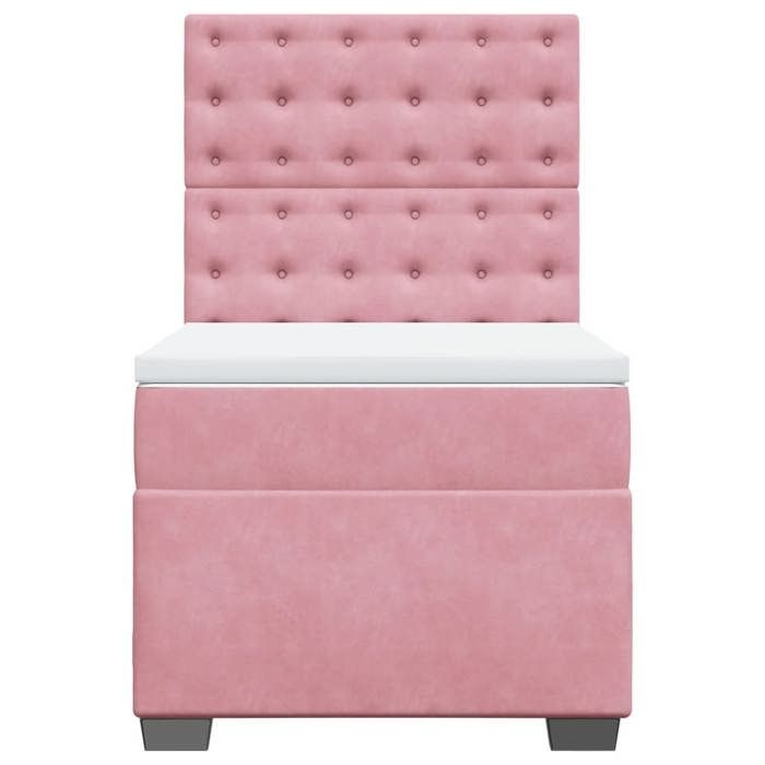 Cadre de lit avec matelas - Maison Exclusive - 80x200 cm - Velours rose - Tête de lit réglable