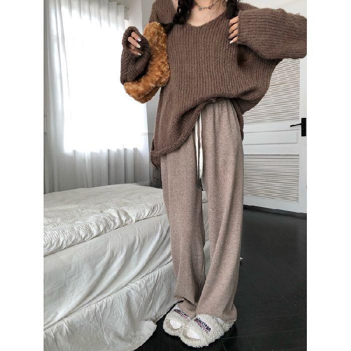 Autumn Soft Glutinous Walk Pants Gentle Casual Pants Women Loose Slimming Wide-leg Long Trousers