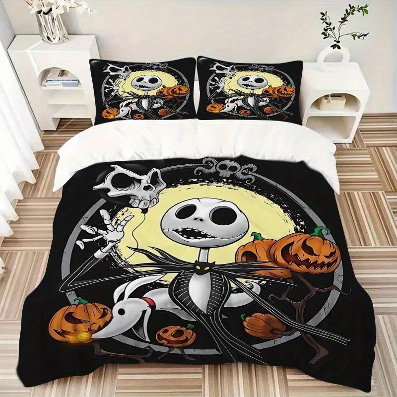3pcs Set Nightmare Before Christmas1pc of Quilt Cover+2pcs of Pillowcase, No Core, Print Bedding, All Seasons Bedroom Setting003