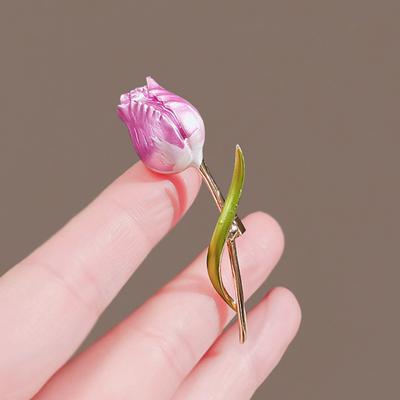 Elegant Tulip Flower Brooch Pins Fashion Flower Corsage Scarf Pins Clothing Bouquet Brooches Jewelry Accessories for Bridal Women Girl Wedding Costume