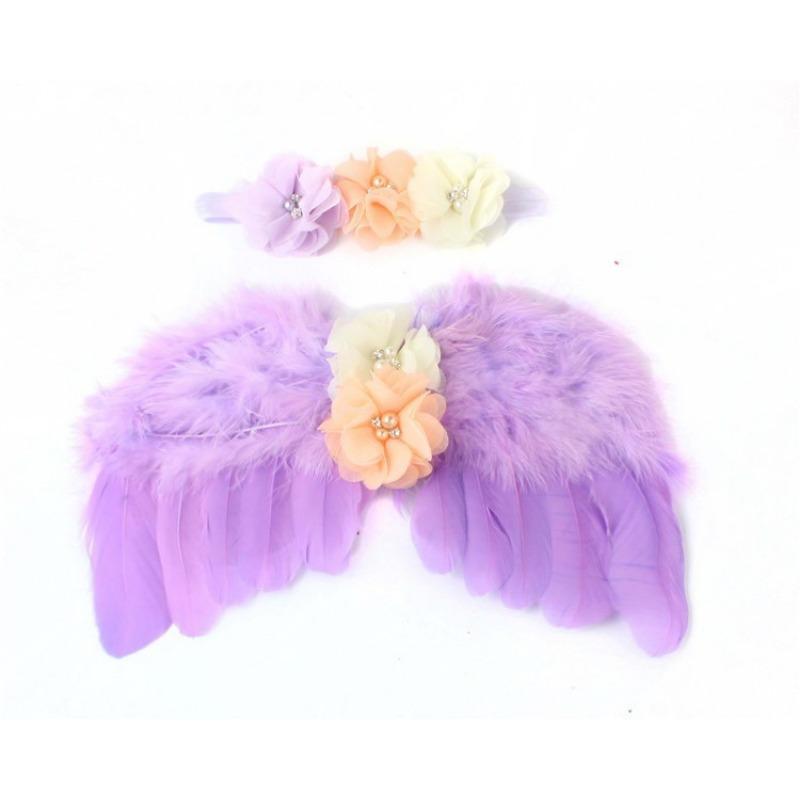 New Baby Angel Wing Set, Children's Photo Props, Wing Headband, Feather Rhinestone Set.