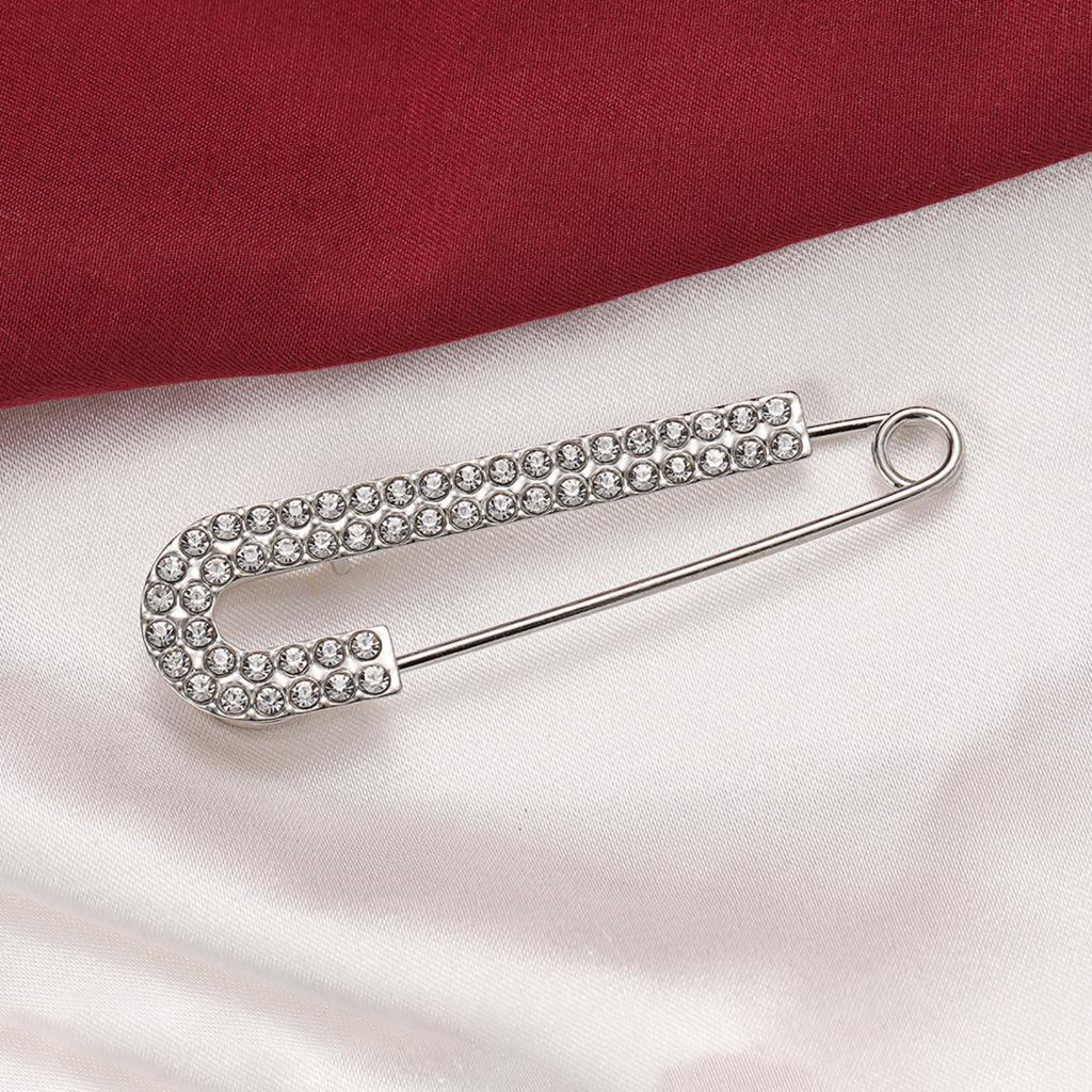 Double Row Rhinestone Safety Pin Waist Cincher Brooch Clothing Fastener Decorative Pin for Garment Fixing and Anti-Slip Use