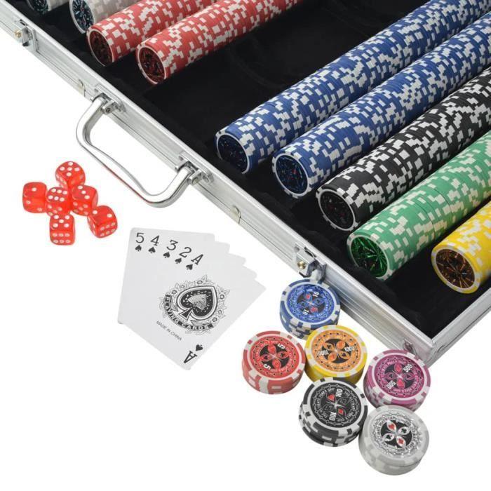 VidaXL Jeu de poker avec 1000 jetons Laser Aluminium