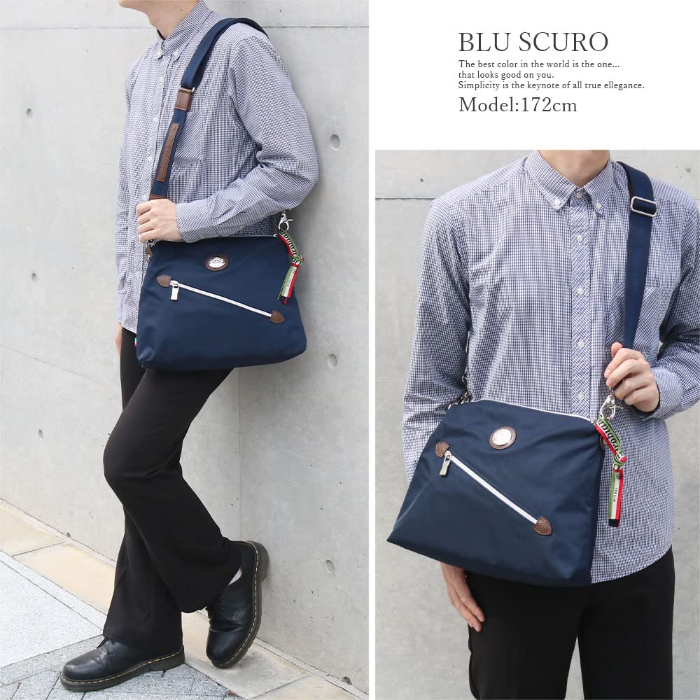 Orobianco IKONIKO-C 01 NYLON DOLLARO 2-Way Shoulder Bag In Limonta Nylon (Made In Italy) - Men's Body BagClutch Bag (Blue SCURONavy)