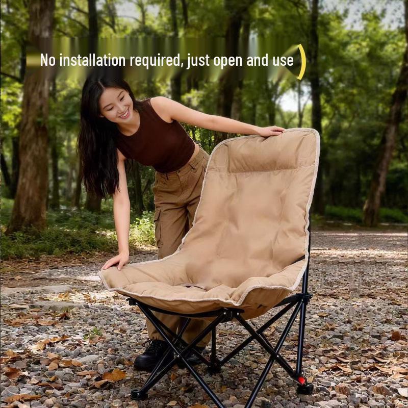 Portable Moon Chair: Outdoor Four-Fold Recliner & Footrest for Camping, Picnic, Fishing