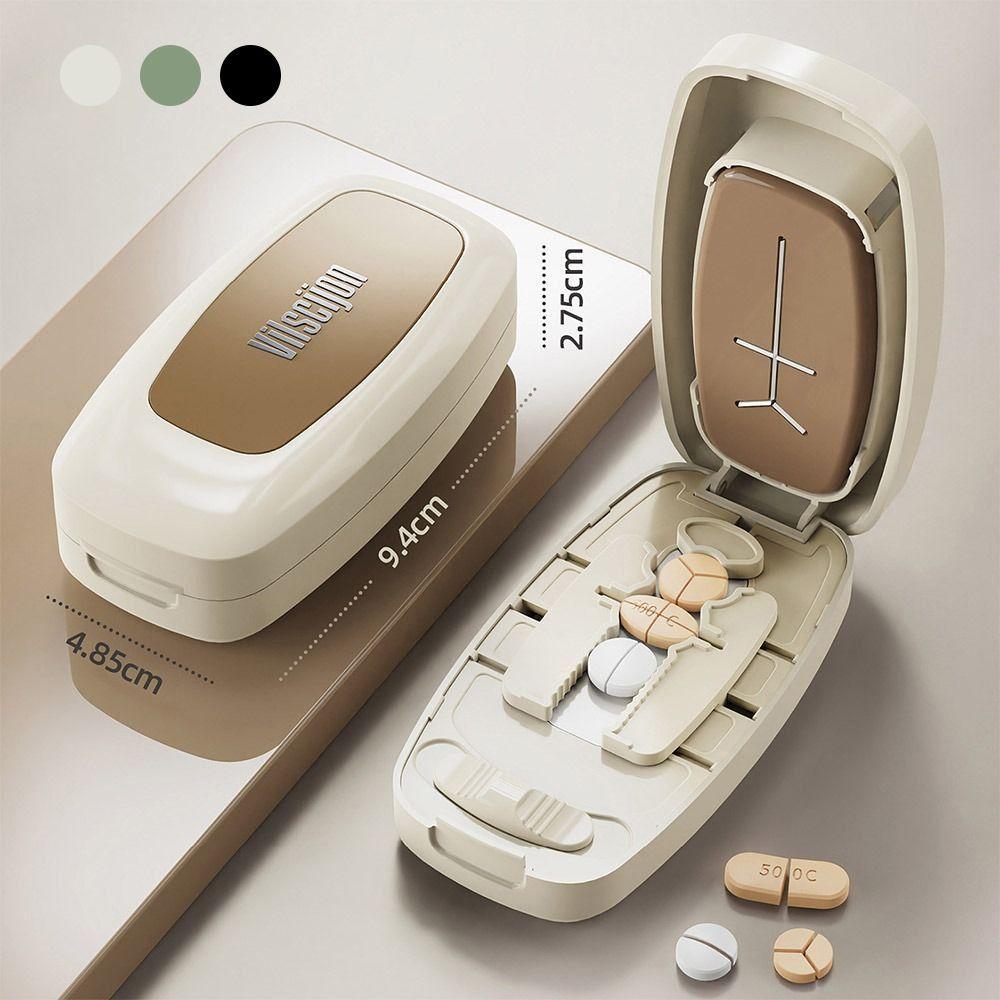Drug Tablet Pill Divider Storage Box Dustproof Crusher Divider for Small or Large Pills