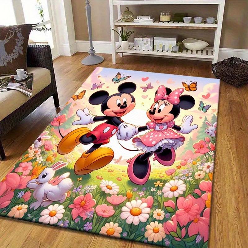 

1pc Disney Mickey Mouse Minnie Butterfly Pattern Area Rug Soft Flannel Floor Mat for Living Room, Bedroom, Kitchen, Sofa Coffee Table Floor Mat 60cm by 90cm