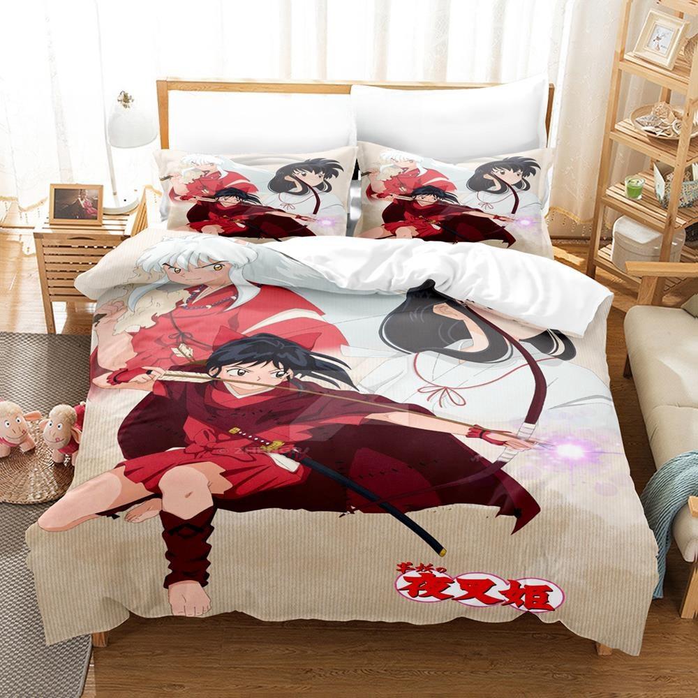 Neue Mode Inuyasha Bettwäsche Set Einzel Twin Full Queen King Size Bett Set Erwachsene Kind Schlafzimmer 3D Anime Bettlaken und Kissenbezüge