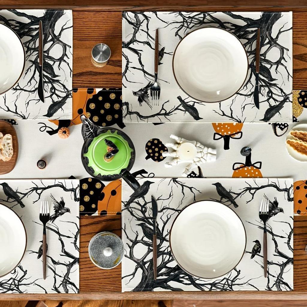 Halloween Crow Table Placemats Accessories for Enhancing Festival Mood At Meals