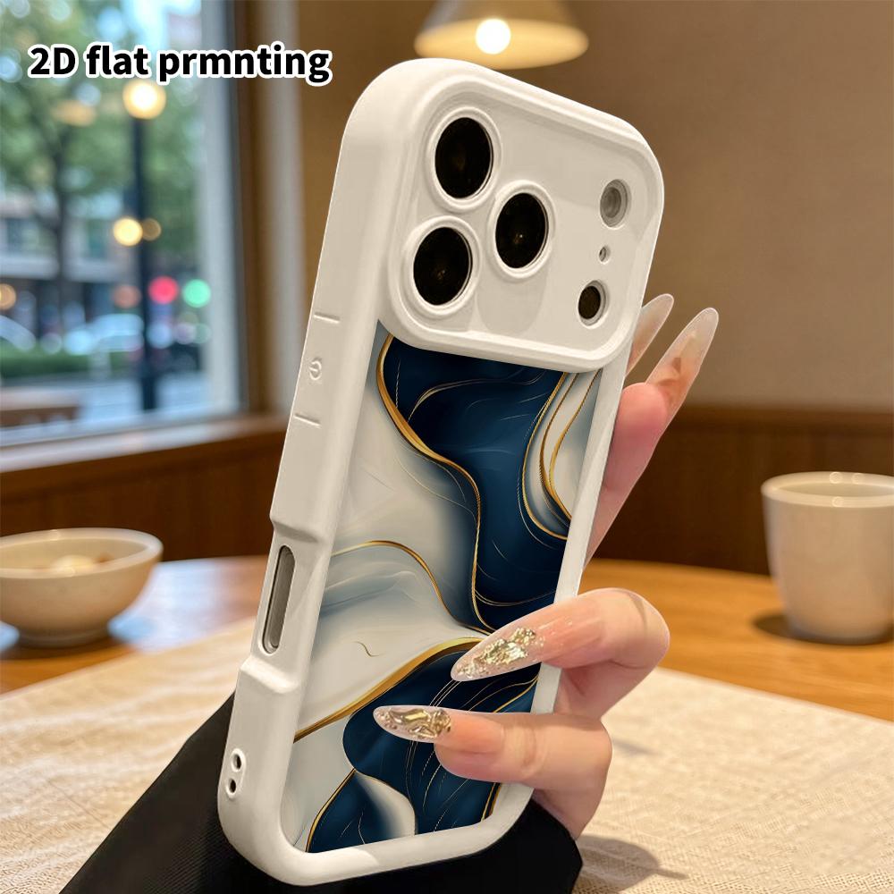 Phone Case: 2D Flat Design, Fits iPhone 13 Pro, 14, 15, 16, 17, 18, Colorfully Blended In Blue and White, Perfect for Christmas and Halloween Gifts