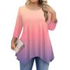 Dámská trička s 3/4 rukávem plus size, tunikové topy s kulatým výstřihem, základní volný střih, trička L-5XL