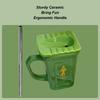 Ceramic Cup Trash Can Breakfast Cup Drinking Mug With Straw For Home Work Birthday Party Morning Routine Relaxing Moments