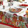 Christmas Gingerbread Man Balls Waterproof Tablecloth Table Decor Winter Xmas Kitchen Dining Tablecloth Christmas Decorations
