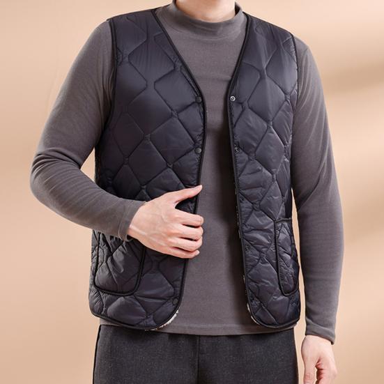 Dámská zimní vesta V-výstřih bez rukávů jednoradové zapínání vesta kabát s kapsami jednobarevný zesílený sametová podšívka vesta kabát