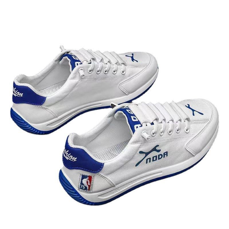 2024 New Summer Breathable Canvas Shoes Men's Korean Version of Trendy Sports and Leisure Running Trendy Shoes Versatile White Shoes