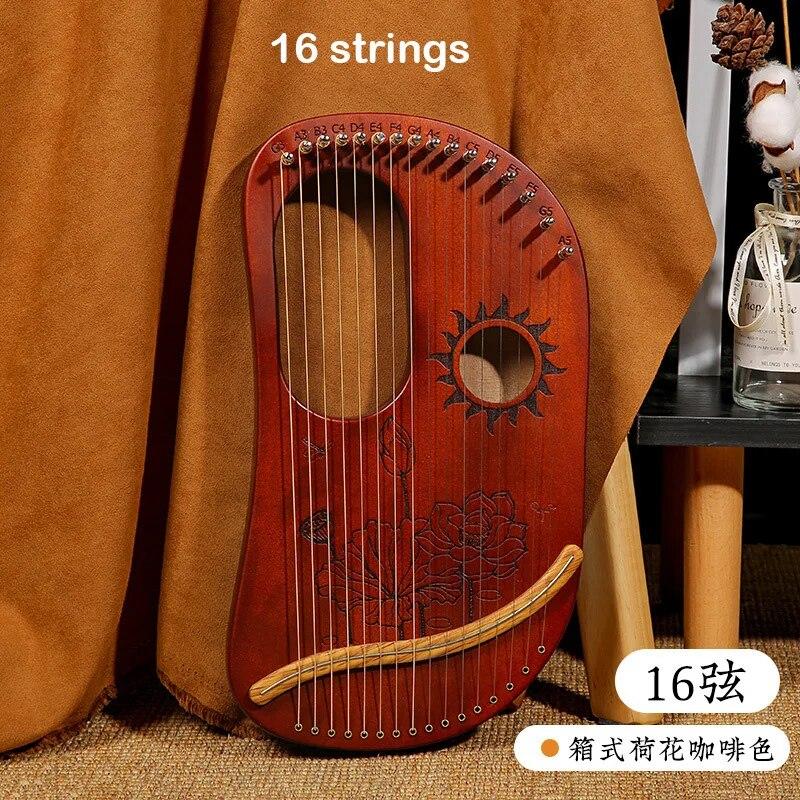 Lyre Harp 10/16/19/21/24 Strings Piano Harp Lyre Harp Mahogany Stringed Musical Instrument With Tuning Wrench Spare Strings