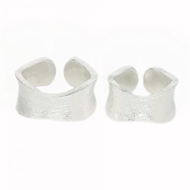 Matte Irregular Concave Wide Band Adjustable Ring Women Men Minimalist Modern Geometric Open Finger