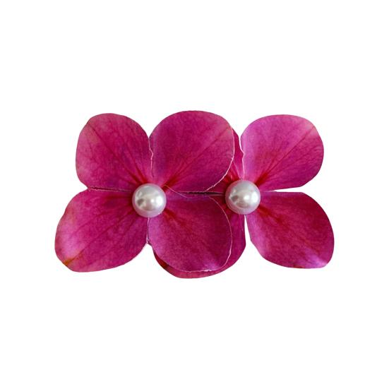 2 Stück Sommer-Haarnadel Farbverlauf Hortensie Doppelblüten-Design Imitation Perlenverzierung Haarspange Pony Seitenhaar Sommer-Haarschmuck