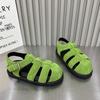 European Thick-soled Bag Head Roman Sandals Women's 2025 Summer New Muffin Bottom Retro Woven Hollow Pig Cage Shoes