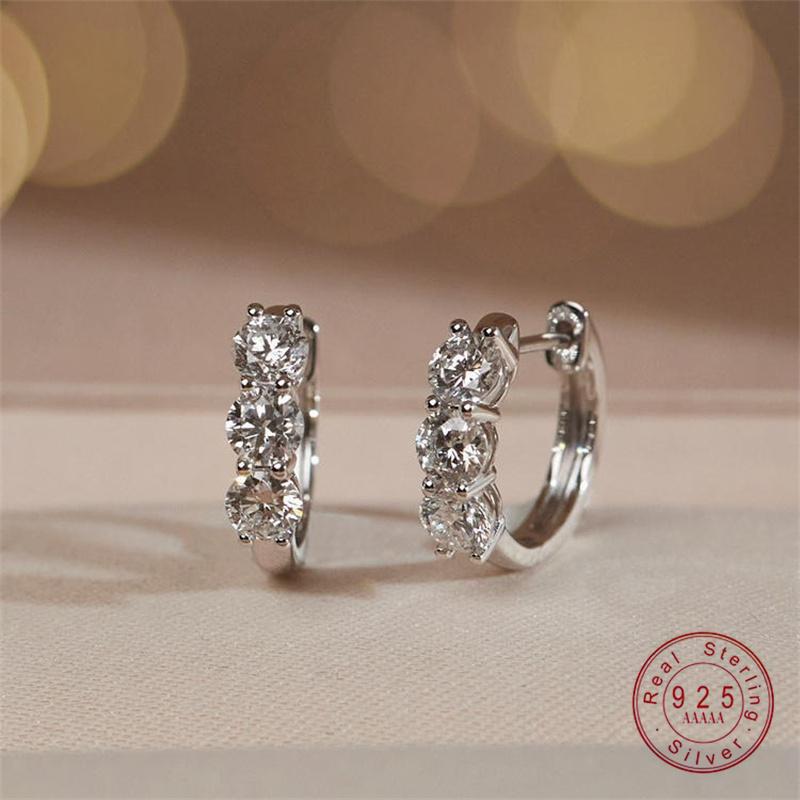 Small Hoop Earrings 925 Sterling Silver Hollow Sparkling Ear Buckles For Women Wedding Fine Jewelry