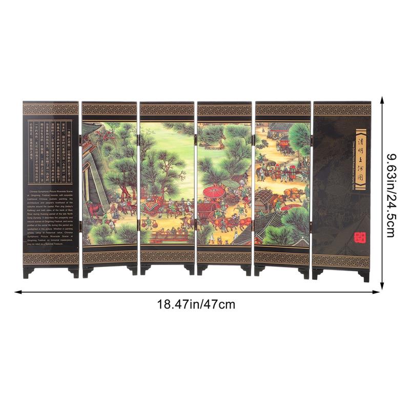 Wooden Mini Screen Foldable Style Screens Chinese Wall Dividers Room Partition Privacy Decor Home Garden Panel