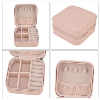 Portable Jewelry Case with   4 Grids Large Capacity Partition Storage Soft Lining   Jewelry Storage Box for Travel