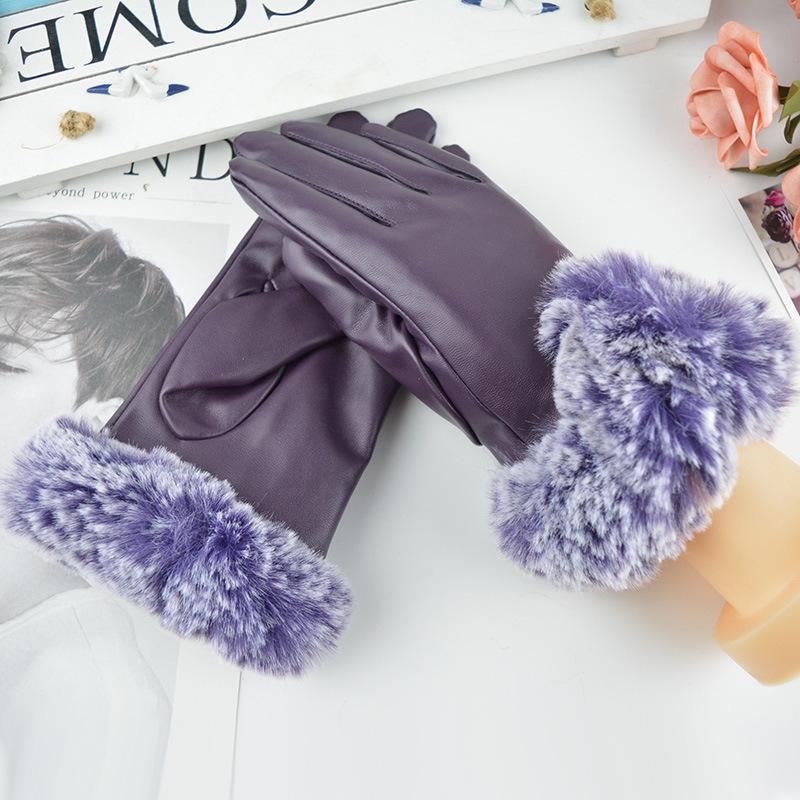 Gants d'hiver en polaire chaude à écran tactile en V pour femme Big Hair Gants de conduite d'hiver Shangleather