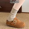Cow anti-velvet cm thick-soled height-increasing women's shoes autumn new bag head half-drag wear lazy shoes