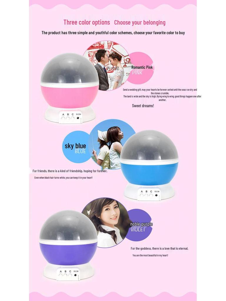 Romantic Rotating Starry Sky Night Light Projector for Bedroom