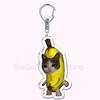Creative Banana Cat with Heart Keychain for Accessories Bag Pendant Food Fruit Happy Cats Key Chain Ring Keychains Jewelry Gift