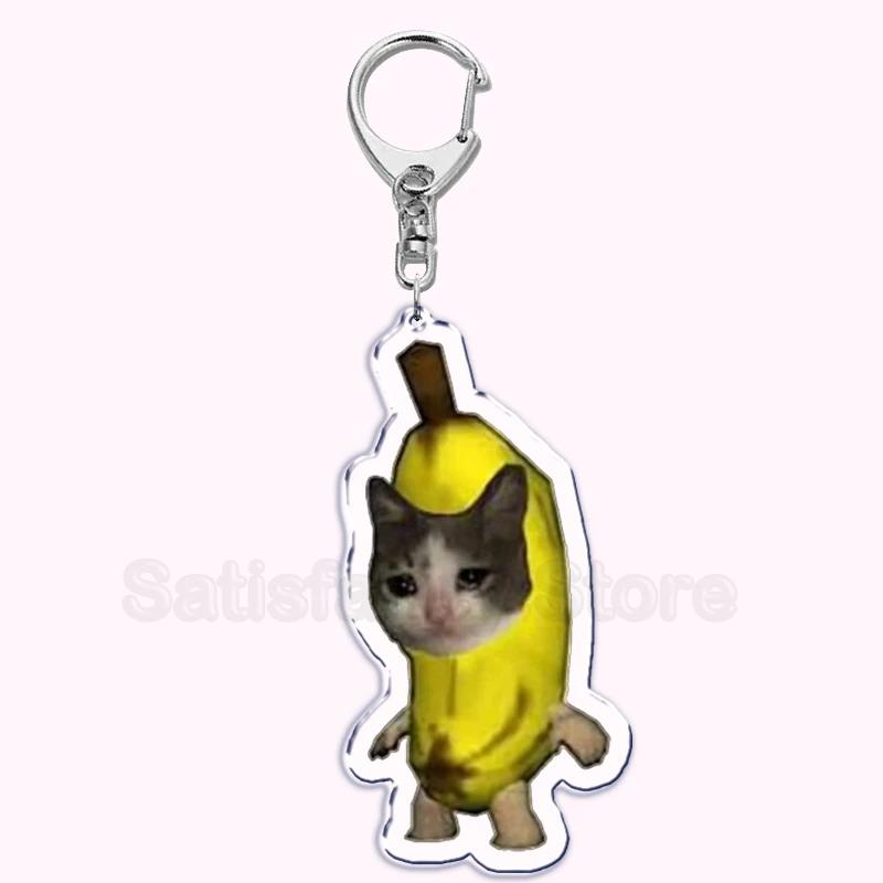 

Creative Banana Cat with Heart Keychain for Accessories Bag Pendant Food Fruit Happy Cats Key Chain Ring Keychains Jewelry Gift
