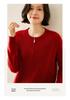 Women's Cashmere Zip Cardigan: Autumn/Winter 2025, Solid Color, Korean Style, Loose Fit, Slimming Round Neck