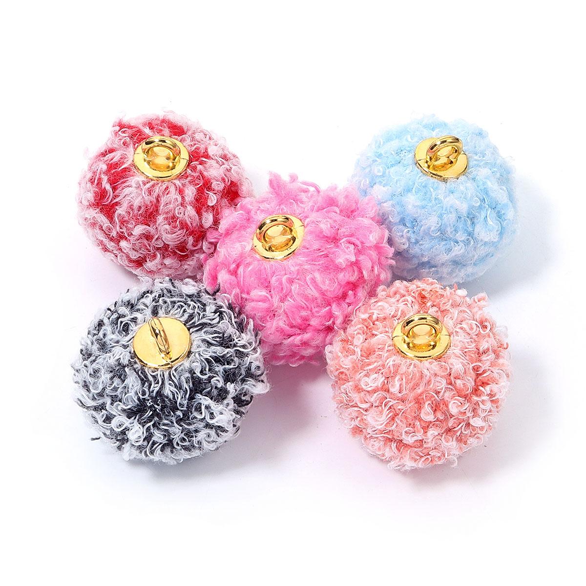 

5pcs/lot Colorful Lamb Hair Hanging Hole Pendant Round Ball Pendant For Jewelry Making DIY Necklace Pendant Earrings Key Chain