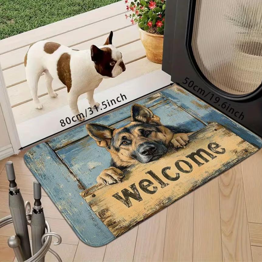 

Welcome Mat 2D German Shepherd Puppy Wall Break Area Rug Washable Floor Carpet for Living Room Bedroom Home Decor 40cm x 60cm
