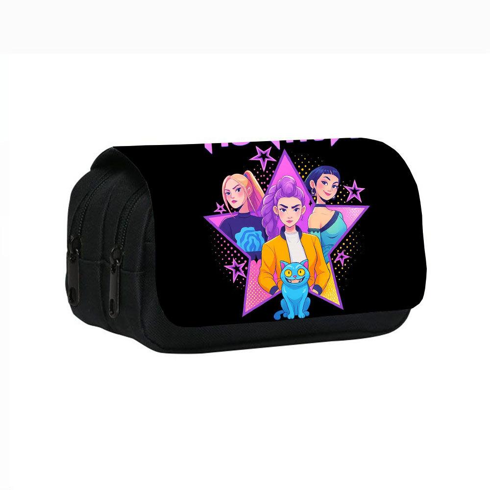 Demon Hunters Student Pencil Case for Girl Office School Pen Bag Cartoon Stationery Holder