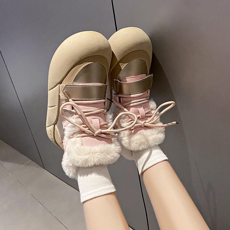Warm Women Platform Shoes Fur Flats Chelsea Ankle Boots Winter 2024Fashion New Zipper Boots Walking Short Plush Punk Snow Botas