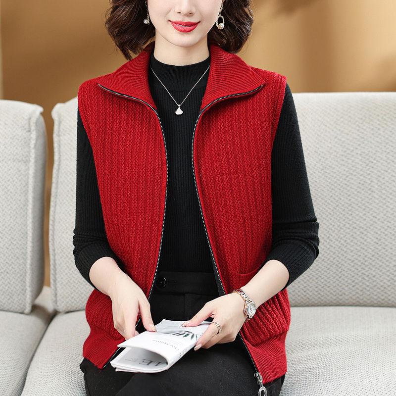 Strickweste für den Frühling für Mütter und ältere Frauen im mittleren Alter und im Herbst, kurze Strickweste