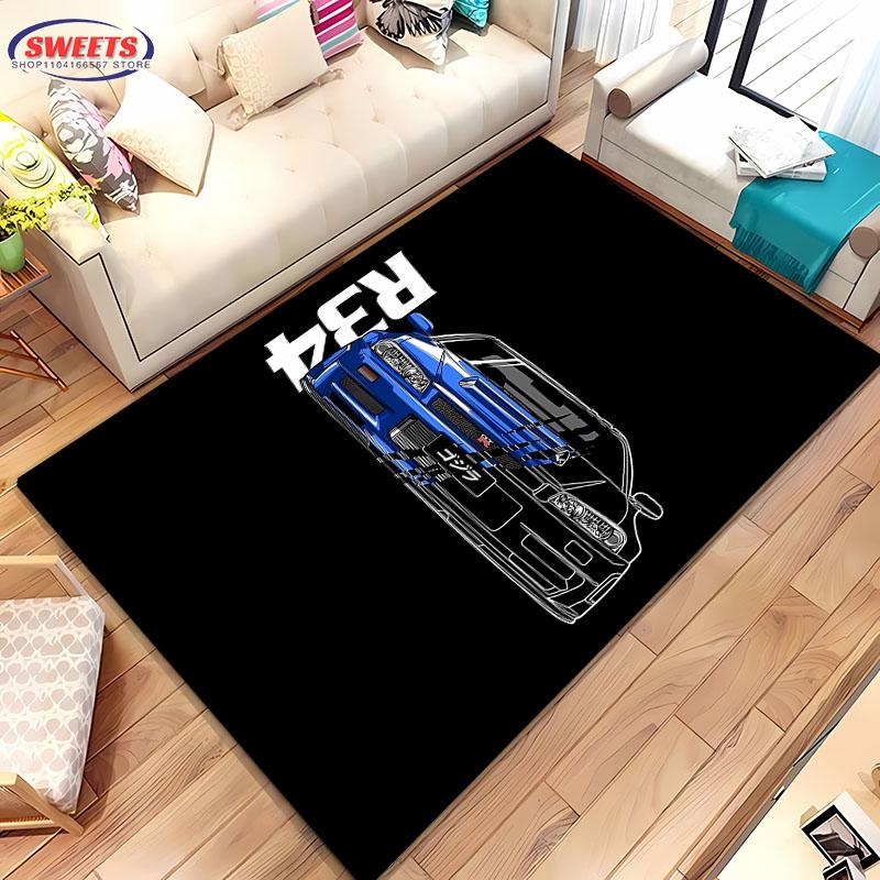 3D HD Printing Classic GTR Racing Car Area Rug,Carpet for Living Room Bedroom Sofa Doormat Decor Rug Non-slip Floor Mat Alfombra