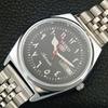 VINTAGE REFURBISHED SEIKO 5 AUTOMATIC 6309A JAPAN MENS BLACK WATCH a442596-1
