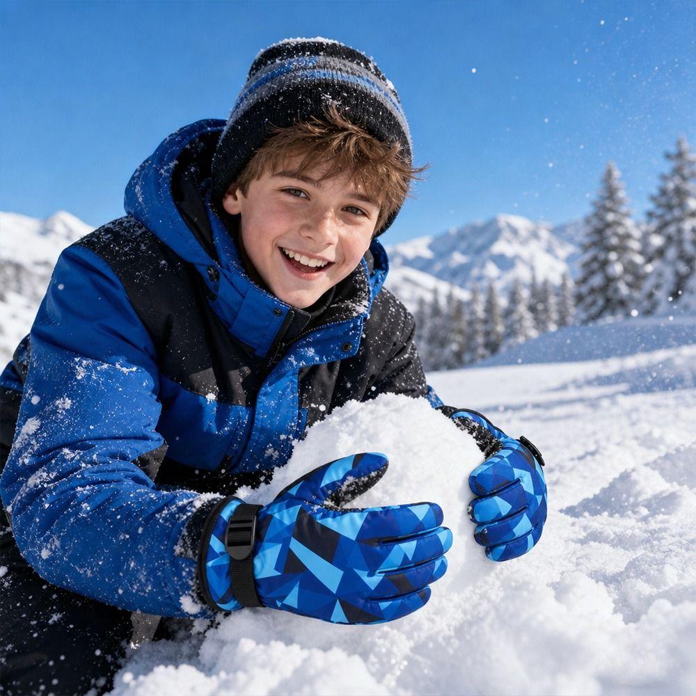 Non-slip Snow Gloves Waterproof Kids Winter Mittens Fashion Children Ski Gloves Mountaineering