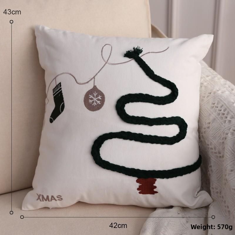 Christmas Decor Scene With Santa Snowman Reindeer Hug Pillow For Gift Festive