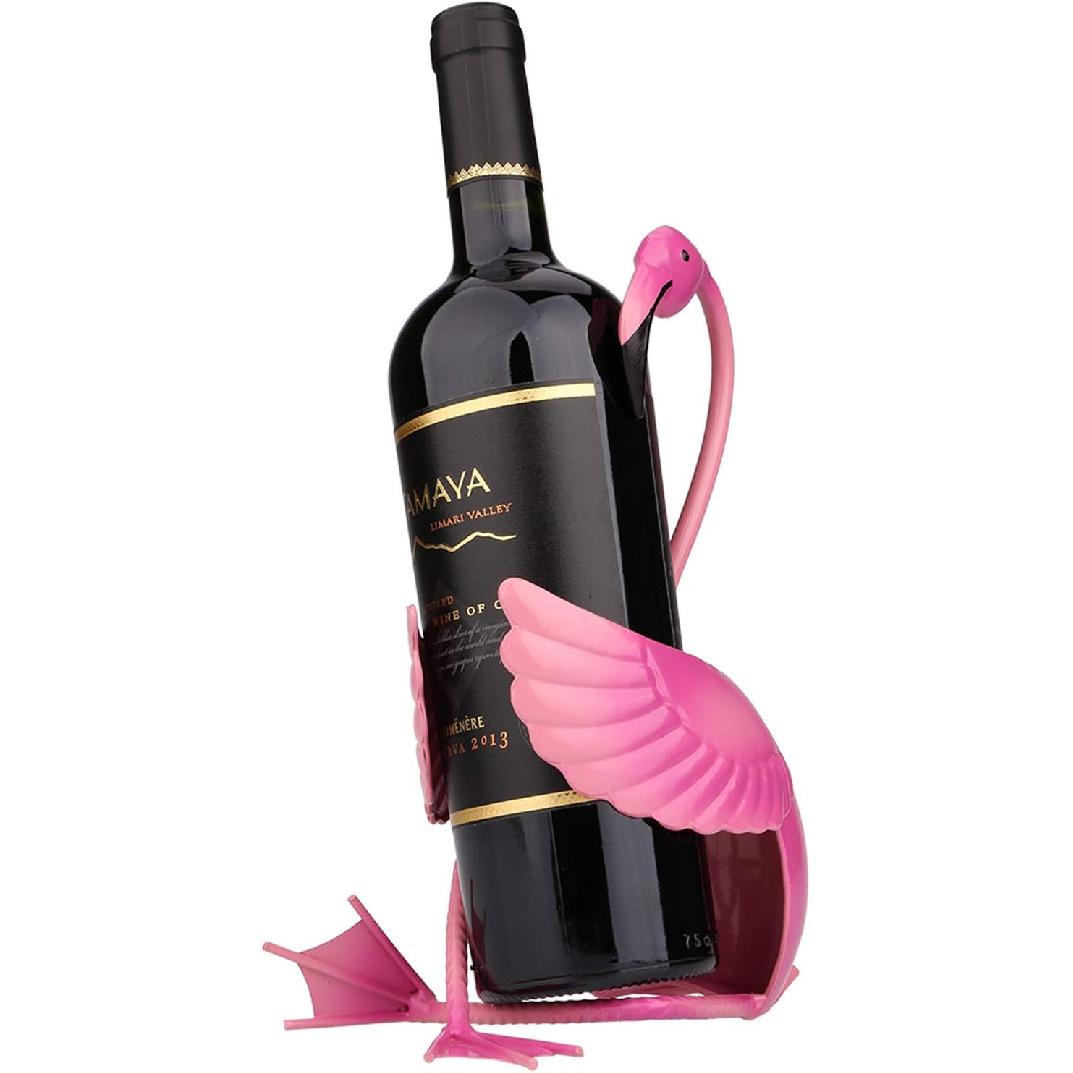 Tooarts Flamingo Wine Holder Wine Shelf Metal Sculpture Home Crafts Decoration