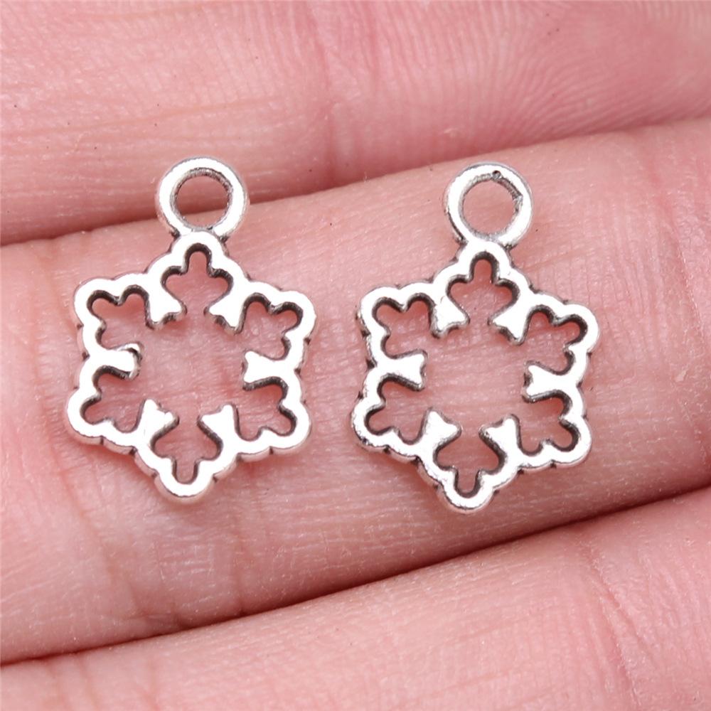 20 Stück Metall Zinklegierung Gemischte Größen Schneeflocken Anhänger Passend für Schmuck Weihnachtsanhänger Komponenten DIY Handgemachtes Basteln