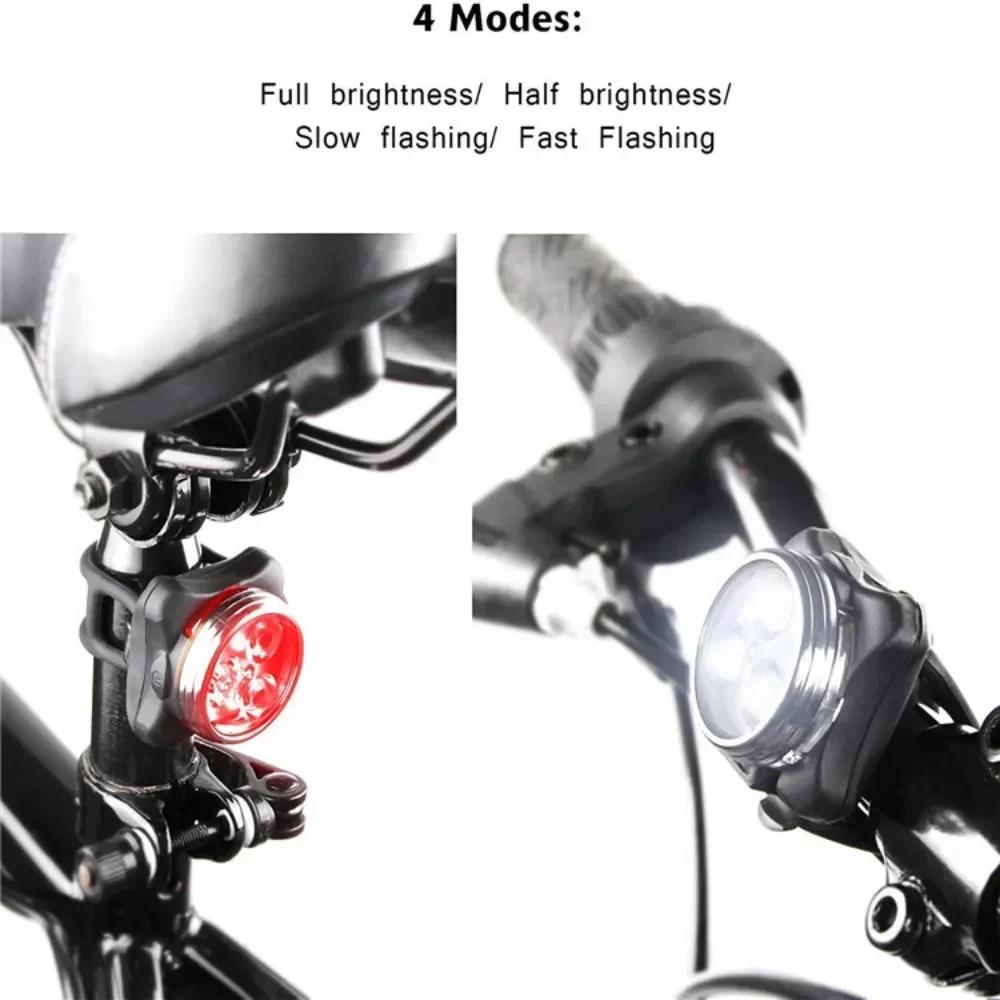 USB Rechargeable Bike Light Set Super Bright Front Headlight and Rear LED Bicycle Light 650mah 4 Light Mode Options