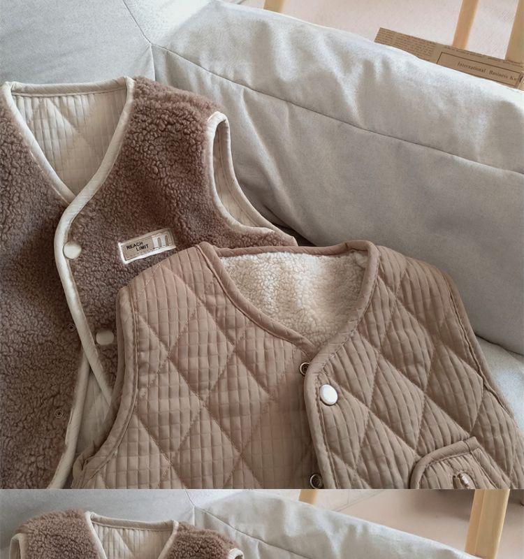 Children's Retro Lambswool Fleece Vest, Double-Sided, Autumn/Winter, Korean Style for Boys and Girls