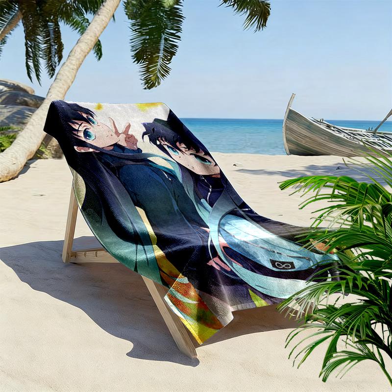 Muichiro Tokito Creative Design 2D Flat Print Beach Towel, Large Soft Quick Dry Towel for Beach Camping SwimmingDSTJ0925406
