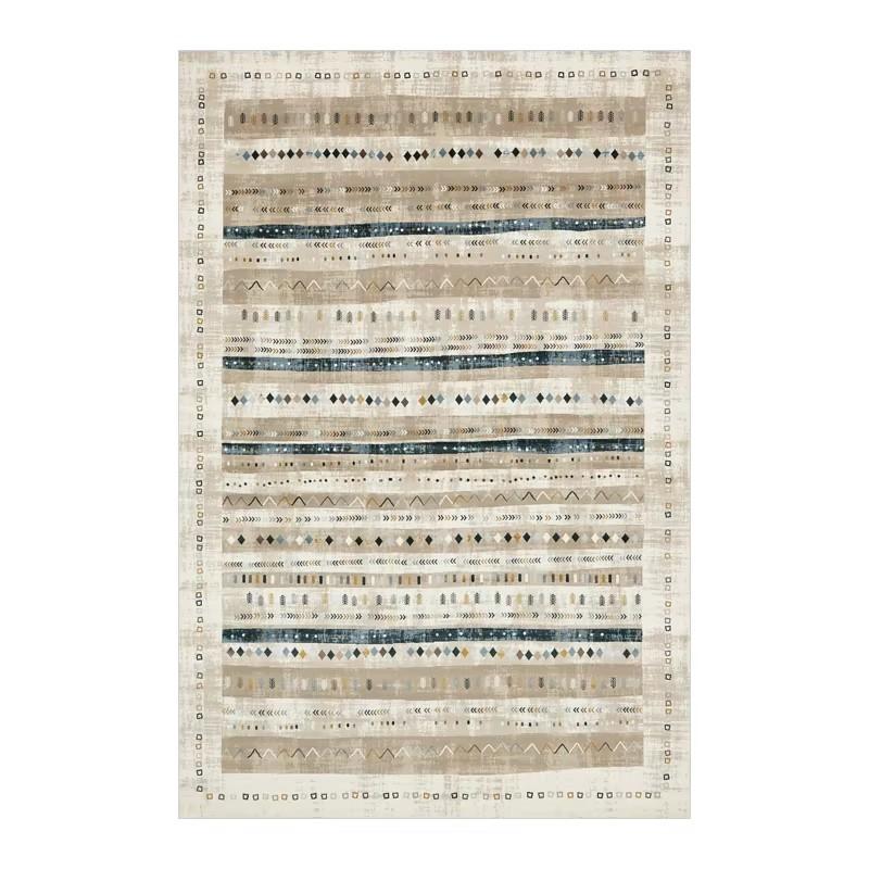 Bohemian Style Living Room Carpet Colorful Stripes Bedroom Rugs Easy Care Luxury Decorative Rugs Washable Large Size Carpets